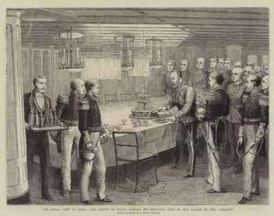 The Royal Visit to India, the Prince of Wales Cutting His Birthday Cake in the Saloon of the Serapis by Matthew White Ridley